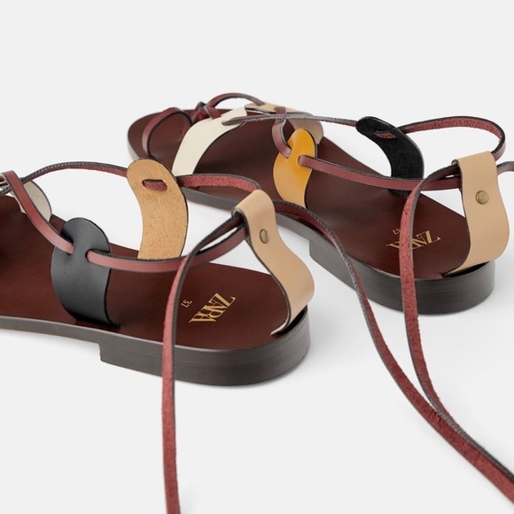 ZARA BNWT Strappy Leather Sandals - Picture 6 of 8